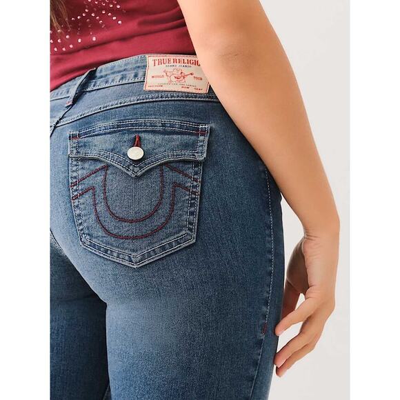 True Religion Women’s JENNIE MID RISE FLAP SKINNY Blue Denim JEAN | NEW/NWT!! - Picture 15 of 16